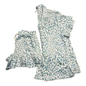 Victoria's Secret Blue and White Animal Print Satin Set